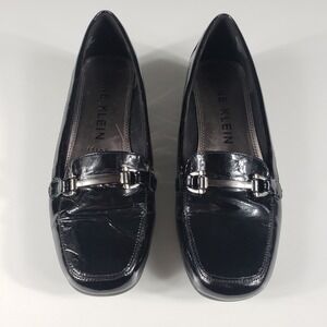 Anne Klein Women 7.5 Black Loafers Square Toe Comfort Lined Business Work Shoes